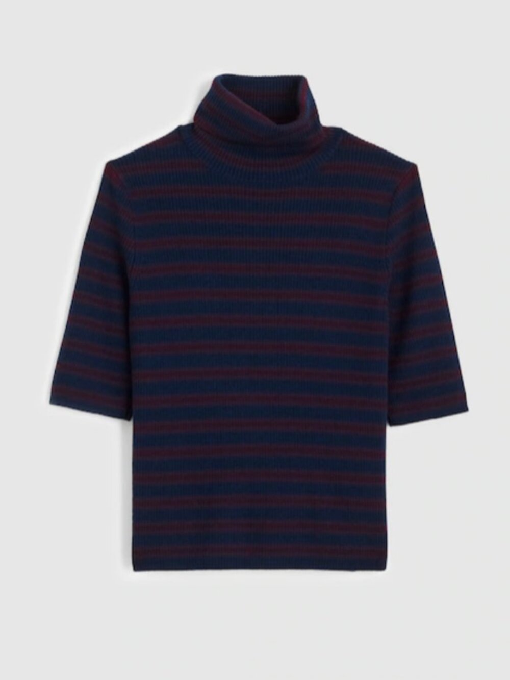NWT Madewell Ribbed Turtleneck Tee Merino Wool Deep Navy Stripe